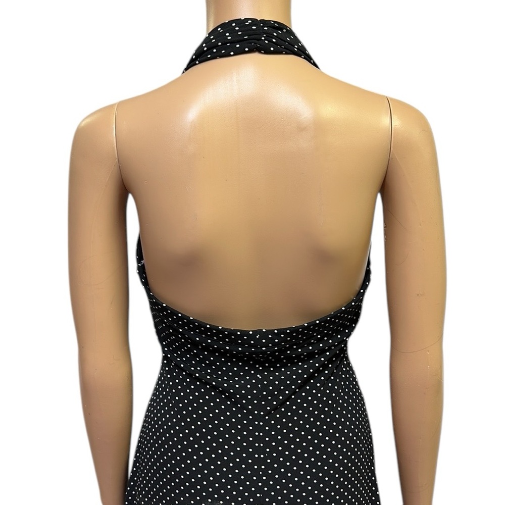 My Michelle Black White Polka Dot Halter Padded Breast Midi Dress Womens Small - Picture 9 of 14